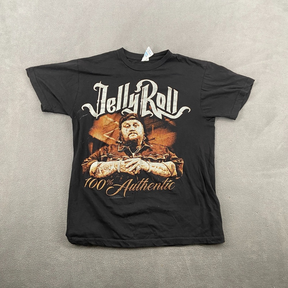 Jelly Roll Authentic T Shirt Mens Medium Black Graphic Print Cotton Short Sleeve